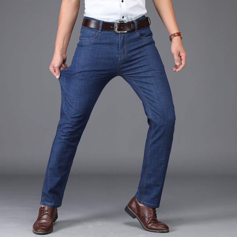 冰丝男士夏季宽松直筒潮牌牛仔裤 宾吉威牛仔裤