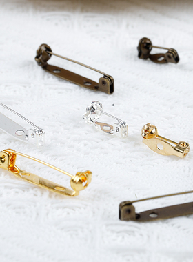 安全别针胸针锁头DIY饰品配件刺绣材料28mm/15mm可粘贴式2孔/1孔