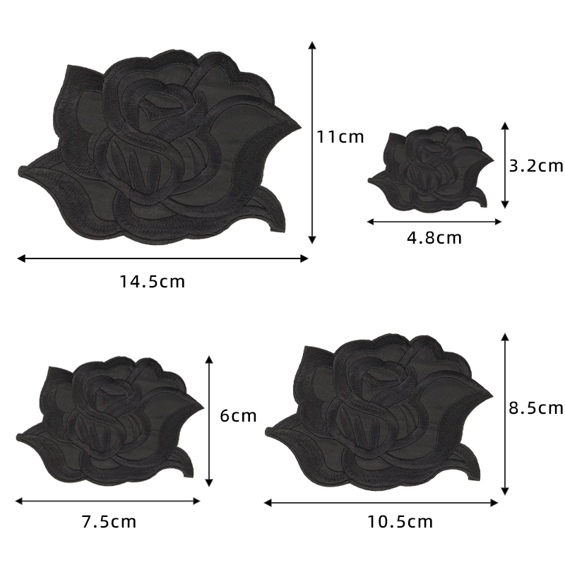 玫瑰花朵大号布贴补丁贴酒店专用绣花贴衣服装饰贴花补洞刺绣贴布 - 图1