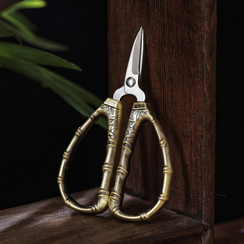不锈钢中式竹节剪家用剪刀剪线头剪纸茶剪茶道配件复古小剪刀工艺,淘宝优惠券,粉丝福利购,淘宝优惠卷