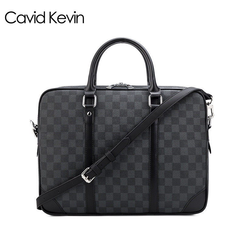 cavid kevin欧美时尚格纹公文包 vaticley男士包袋