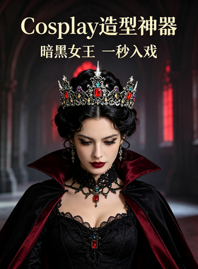 黑色皇冠头饰高级结婚发箍复古发饰生日成年礼走秀万圣节发冠