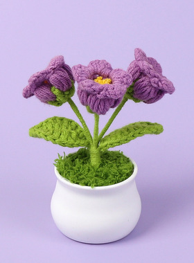 成品跨境毛线泡泡铃兰仿真花盆栽书桌家居摆件春节装饰节日礼物