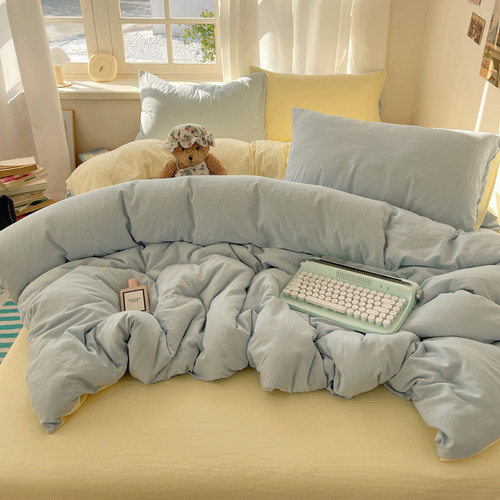 ins小清新纯棉全棉床上四件套2025新款学生宿舍床单被罩三件套 - 图3