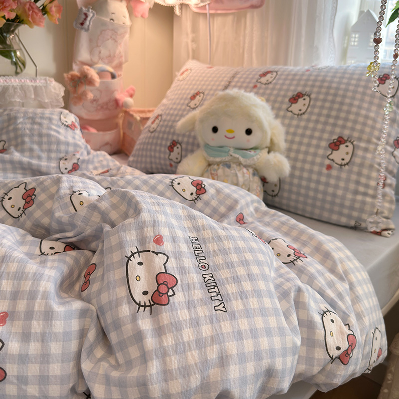 A类三丽鸥双层纱四件套纯棉全棉2025新款床单被套学生宿舍三件套4