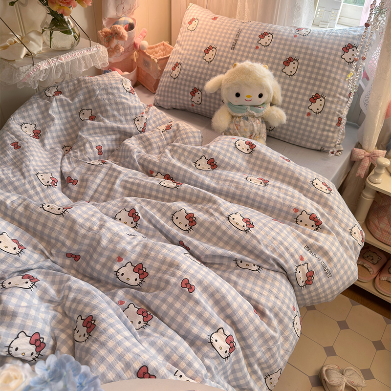 A类三丽鸥双层纱四件套纯棉全棉2025新款床单被套学生宿舍三件套4