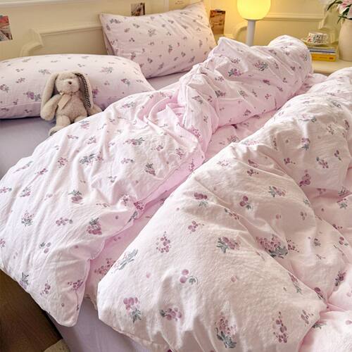 A类双层纱床上四件套纯棉全棉2026新款床品被套罩宿舍床单三件套4 - 图1