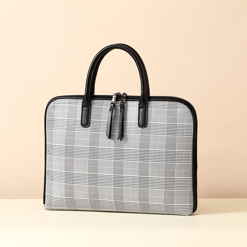 2020新款百搭托特包格子商务公文包 唛琪女士包袋