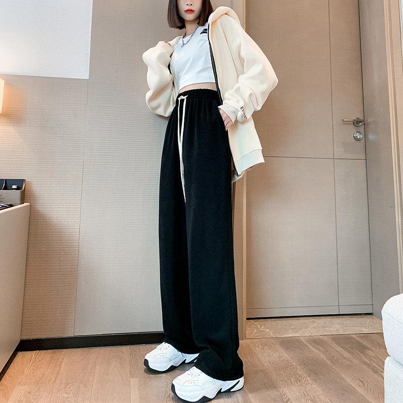 抽绳子女春秋高腰宽松直筒运动裤 星娅妃休闲裤