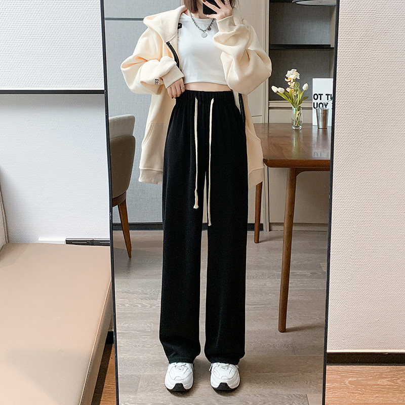 抽绳子女春秋高腰宽松直筒运动裤 星娅妃休闲裤