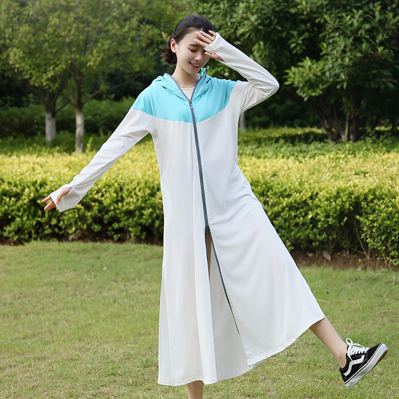 防紫外线透气长袖长款风衣薄防晒衣 小猪小巷短外套