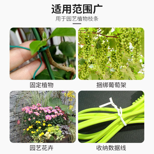 园艺扎带 铁丝扎线带包塑扎丝绿色50/100米捆绑带0.2MM扎丝固定器 - 图3
