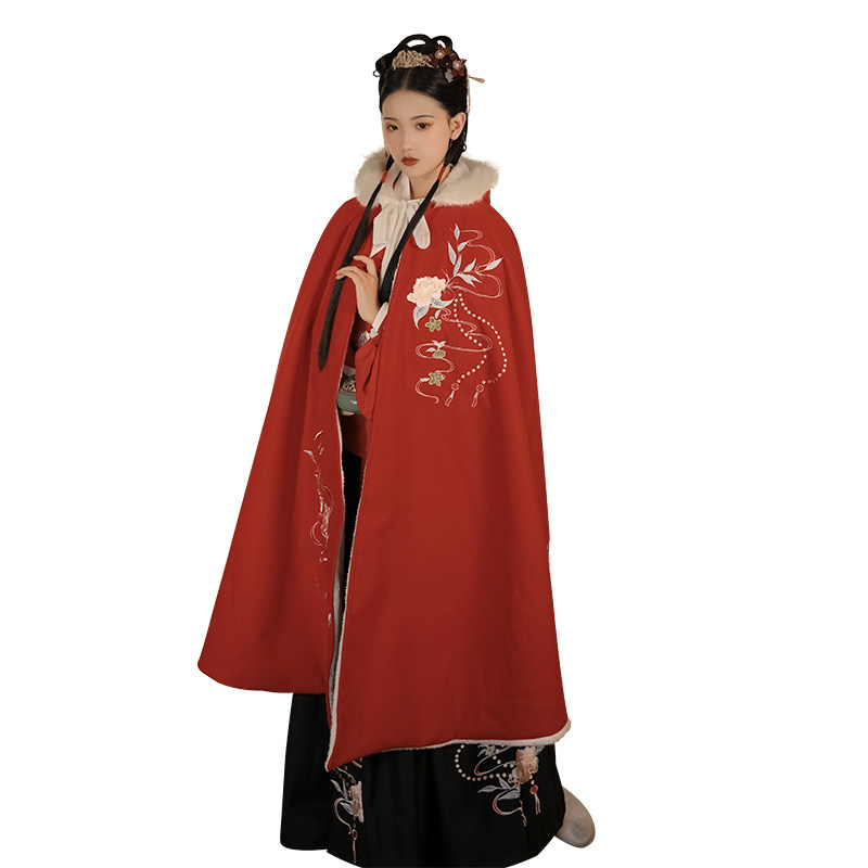 予今锦瑟交领刺绣披风褶裙明制汉服 予今民族服装/舞台装