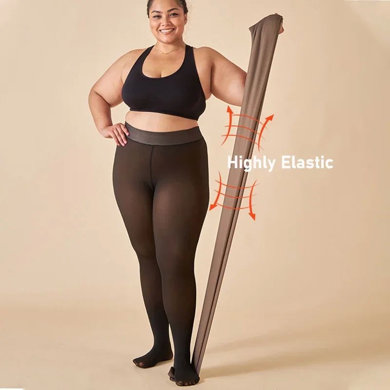Large Size Women's Warm Tights For Winter Elastic High Waist - 图1