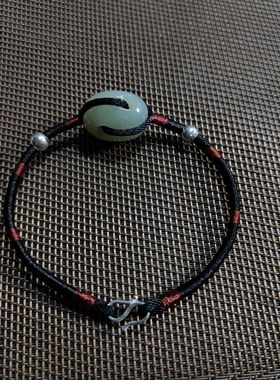 鲜参手链和田玉且末手串饰品礼物手工手绳男女款七夕节925纯银情