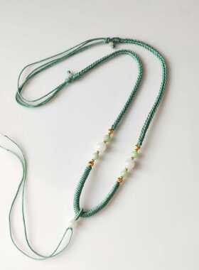 编织绳翡翠玉佩男女款可调节吊坠