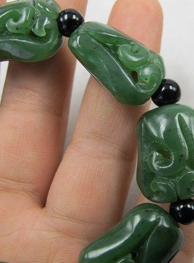 带证书和田手链珠手链女款碧玉