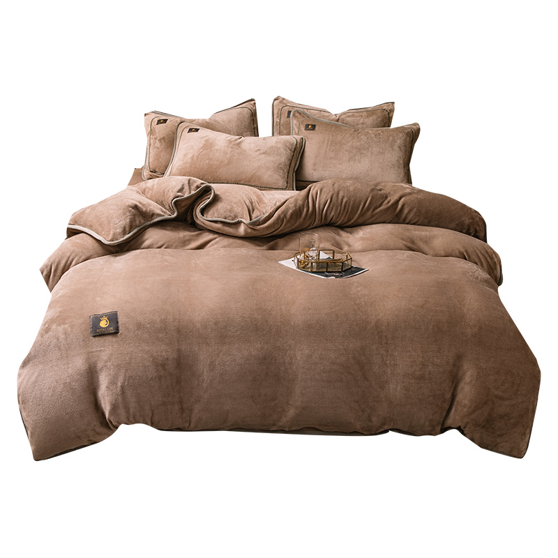 加厚珊瑚绒四件套冬季双面短绒毛床单被套牛奶绒防静电床上法兰绒 - 图0