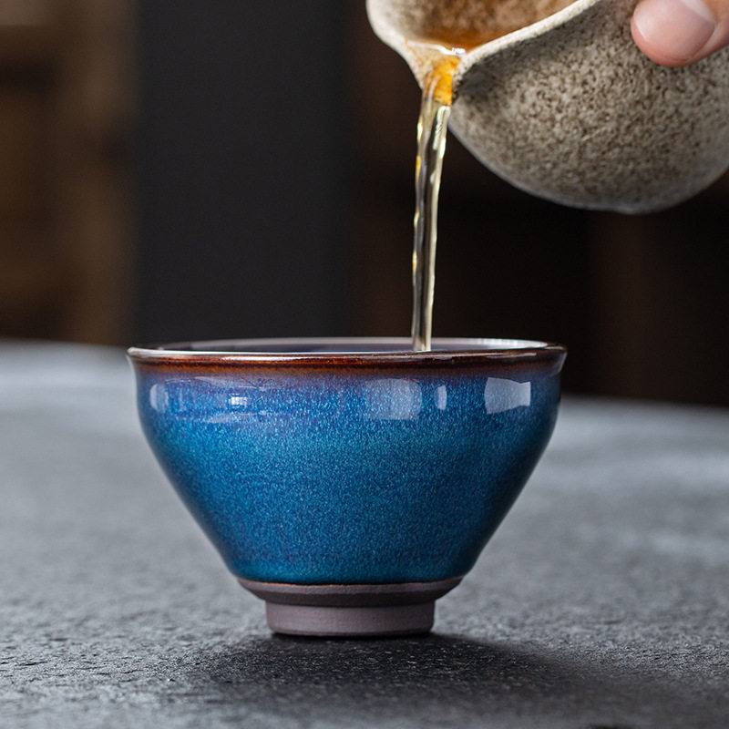 Jianyang Jianzhan Ceramic Kiln-changed Oil Drop Raw Ore Iron Body Master Cup Kung Fu Tea Cup Tea Tasting Cup Tea Set Tea Bowl