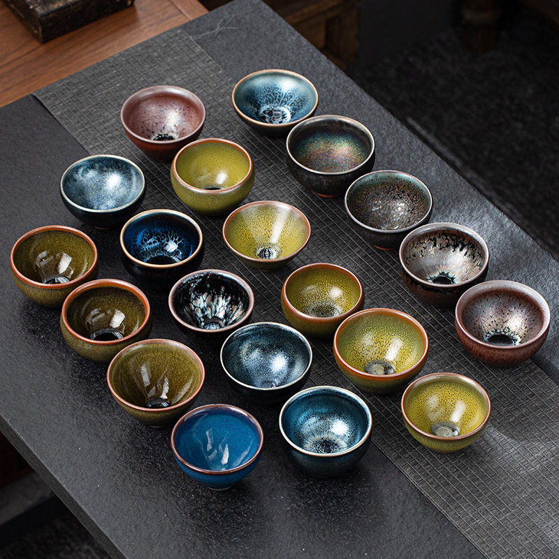 Jianyang Jianzhan Ceramic Kiln-changed Oil Drop Raw Ore Iron Body Master Cup Kung Fu Tea Cup Tea Tasting Cup Tea Set Tea Bowl