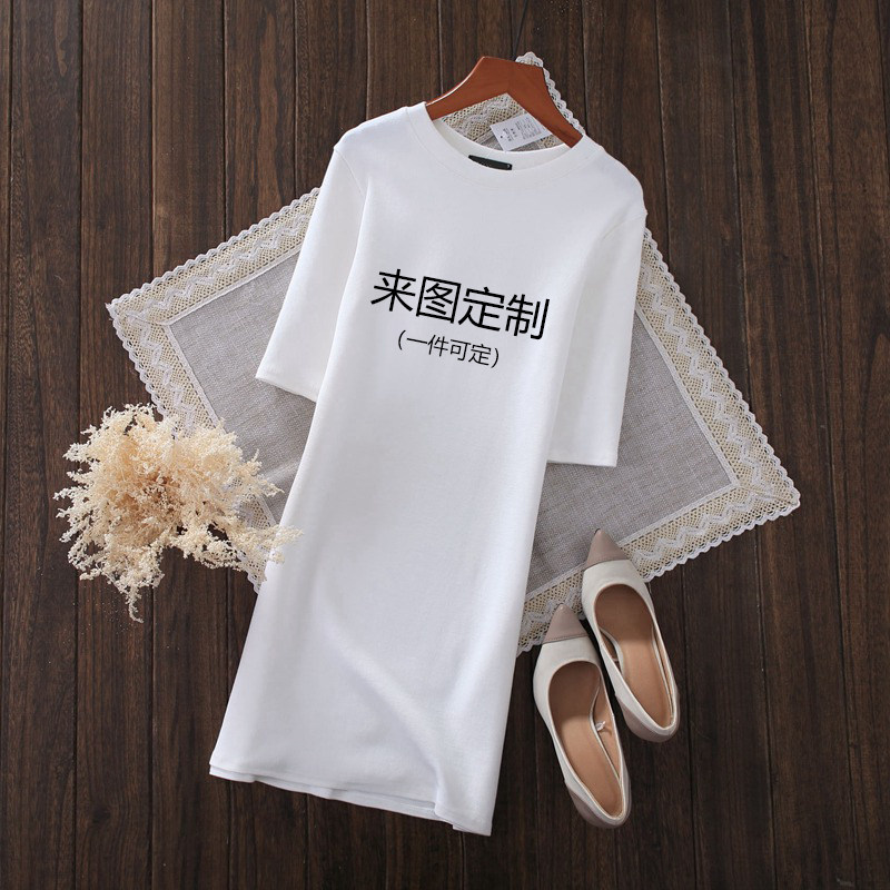 一件可定来图私人定制中长款女队服 geasT恤