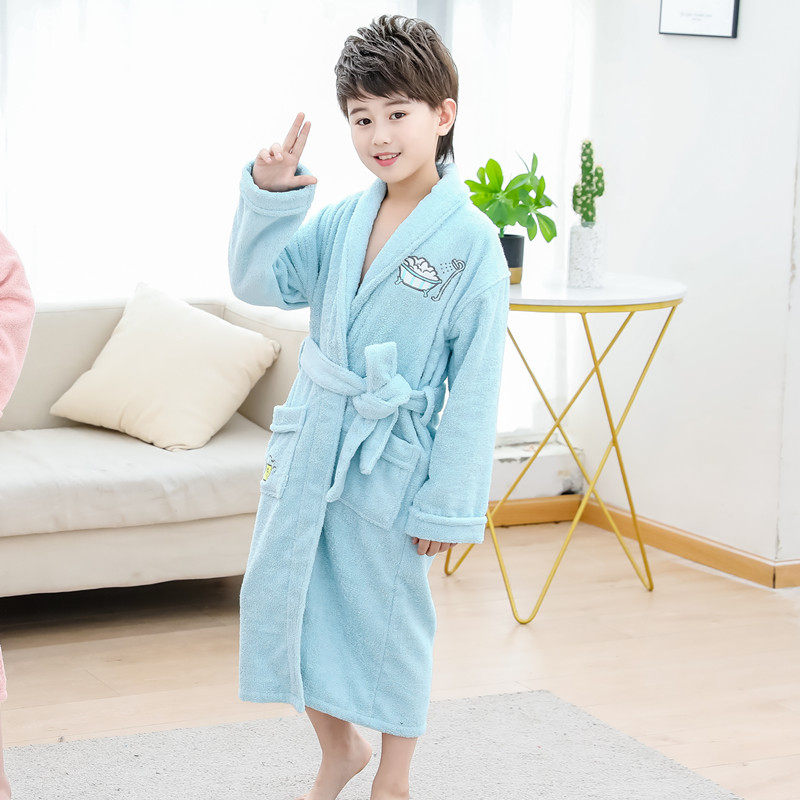 儿童浴袍毛巾料加厚纯棉翻领青少年高端浴衣酒店睡袍加长毛圈睡衣,淘宝优惠券,粉丝福利购,淘宝优惠卷