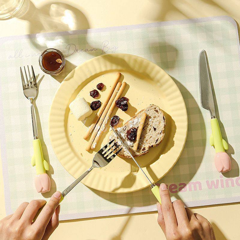 高颜值郁金香304不锈钢ins勺子刀叉西餐高级陶瓷精致吃甜点心牛排,淘宝优惠券,粉丝福利购,淘宝优惠卷