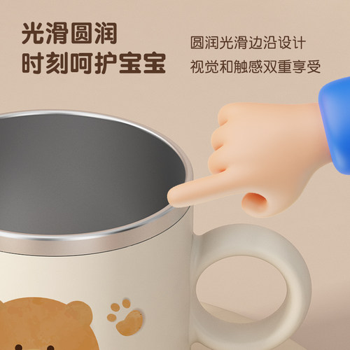 316不锈钢儿童水杯带刻度喝水杯子宝宝防摔防烫卡通吸管杯学饮杯 - 图3