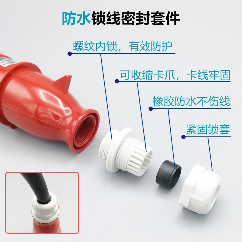 怡达4芯16A32A防水航空工业插头明暗装插座连接器Y024Y014YEEDA-图1