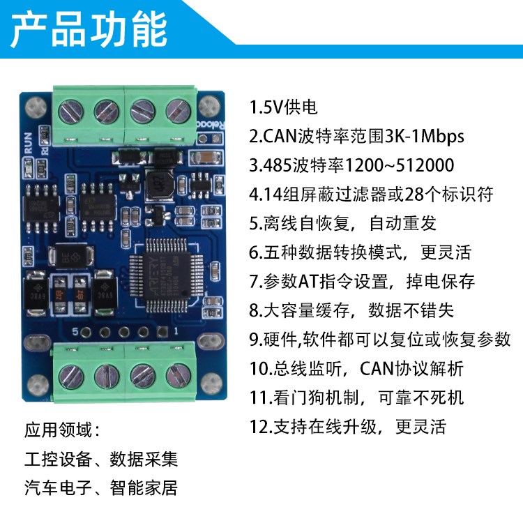 RS485串口转CAN双向高速传输modbusCANOpen工业级转换器工控机PLC-图2