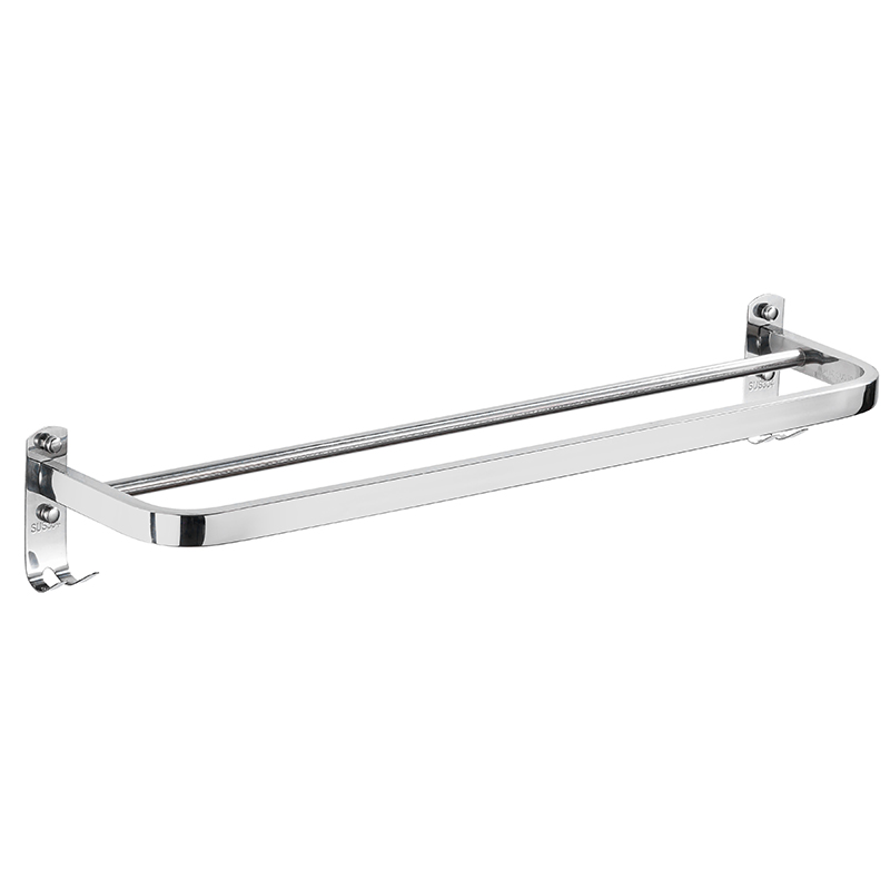 304加厚浴室不锈钢毛巾杆免打孔卫生间单杆双杆毛巾架子墙壁挂杆 - 图3