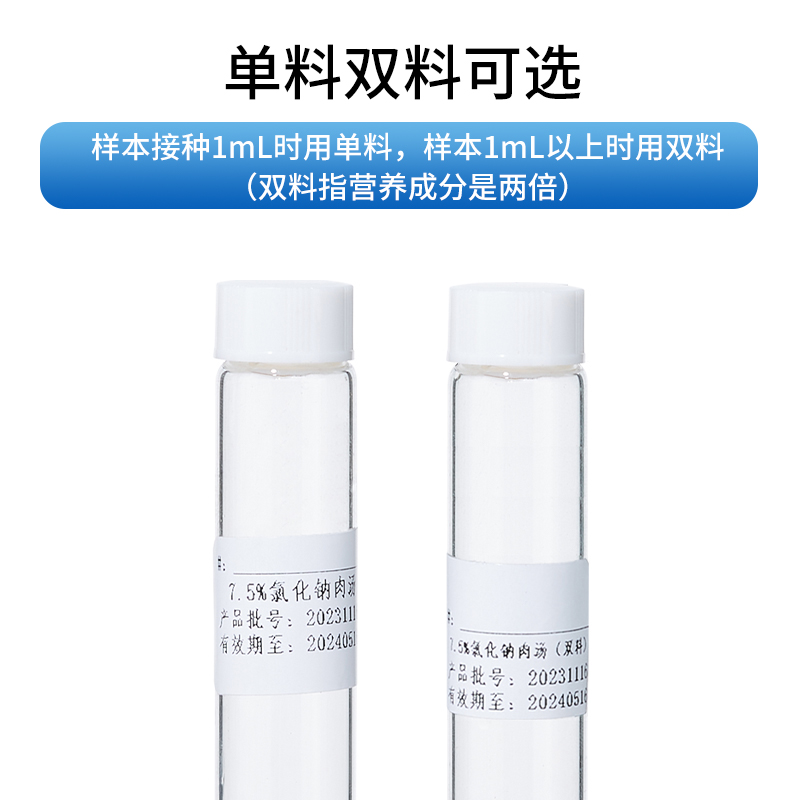 比克曼生物7.5%氯化钠肉汤单双料发酵管培养基金黄色葡萄球菌实验 - 图2