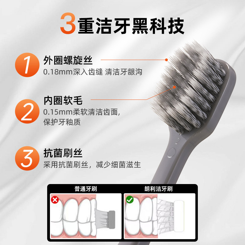 朗利洁男士专用银离子牙刷护龈牙缝密软毛牙刷男高档清洁力强成人,淘宝优惠券,粉丝福利购,淘宝优惠卷