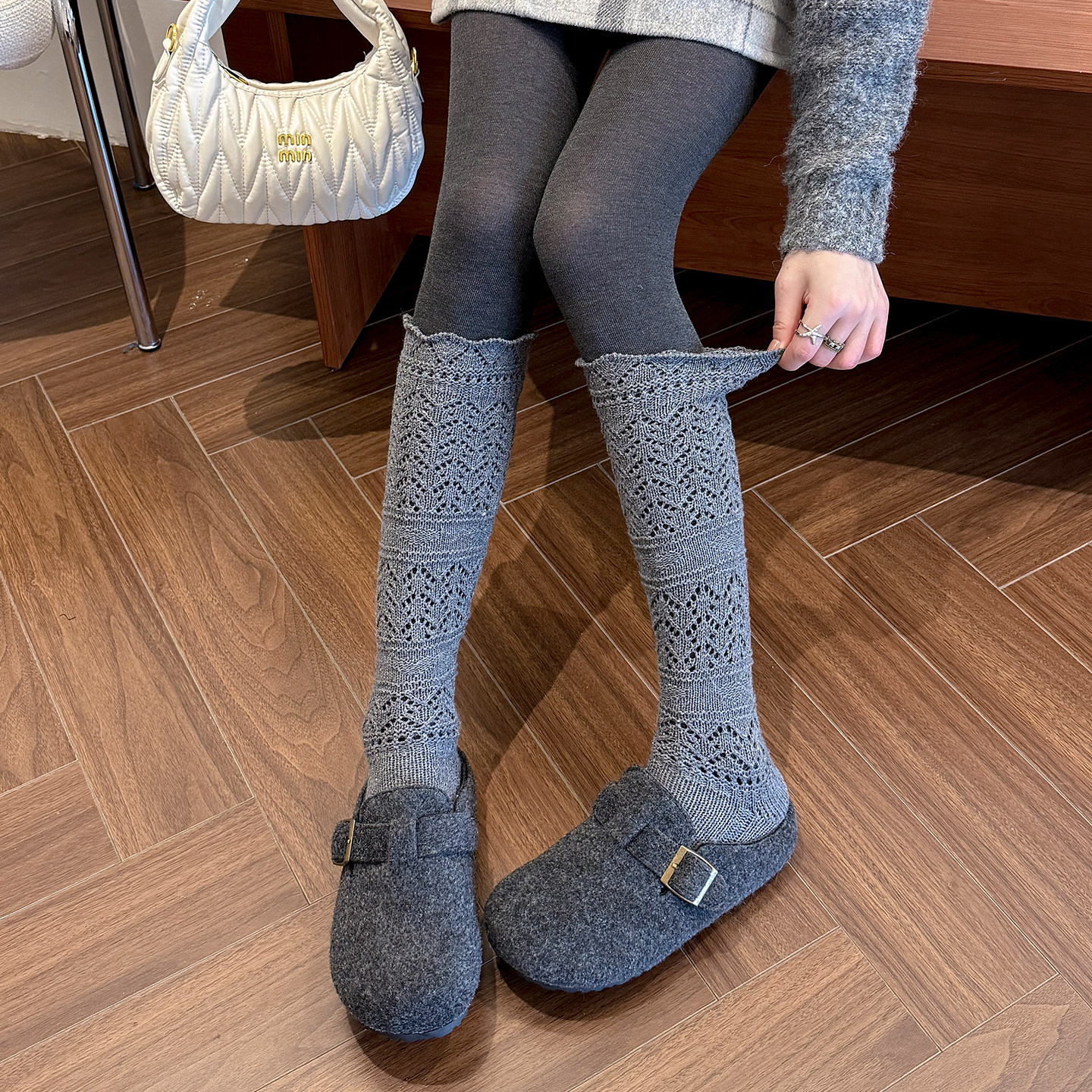 复古羊毛堆堆袜子女秋冬保暖针织镂空小腿袜韦雪同款毛线花边长袜,淘宝优惠券,粉丝福利购,淘宝优惠卷