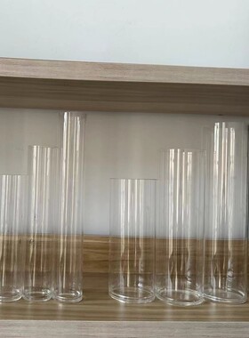 髙硼硅透明小口径玻璃花瓶无气泡耐高温的圆柱直筒一束花一枝花瓶