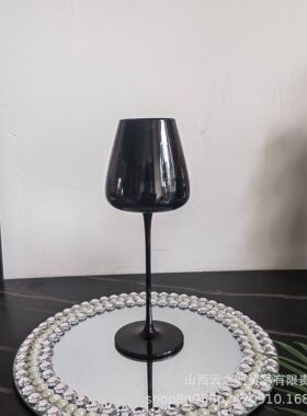 黑色玻璃杯 黑瓷盲品玻璃杯 家用黑色酒杯北欧浪漫家居摆件