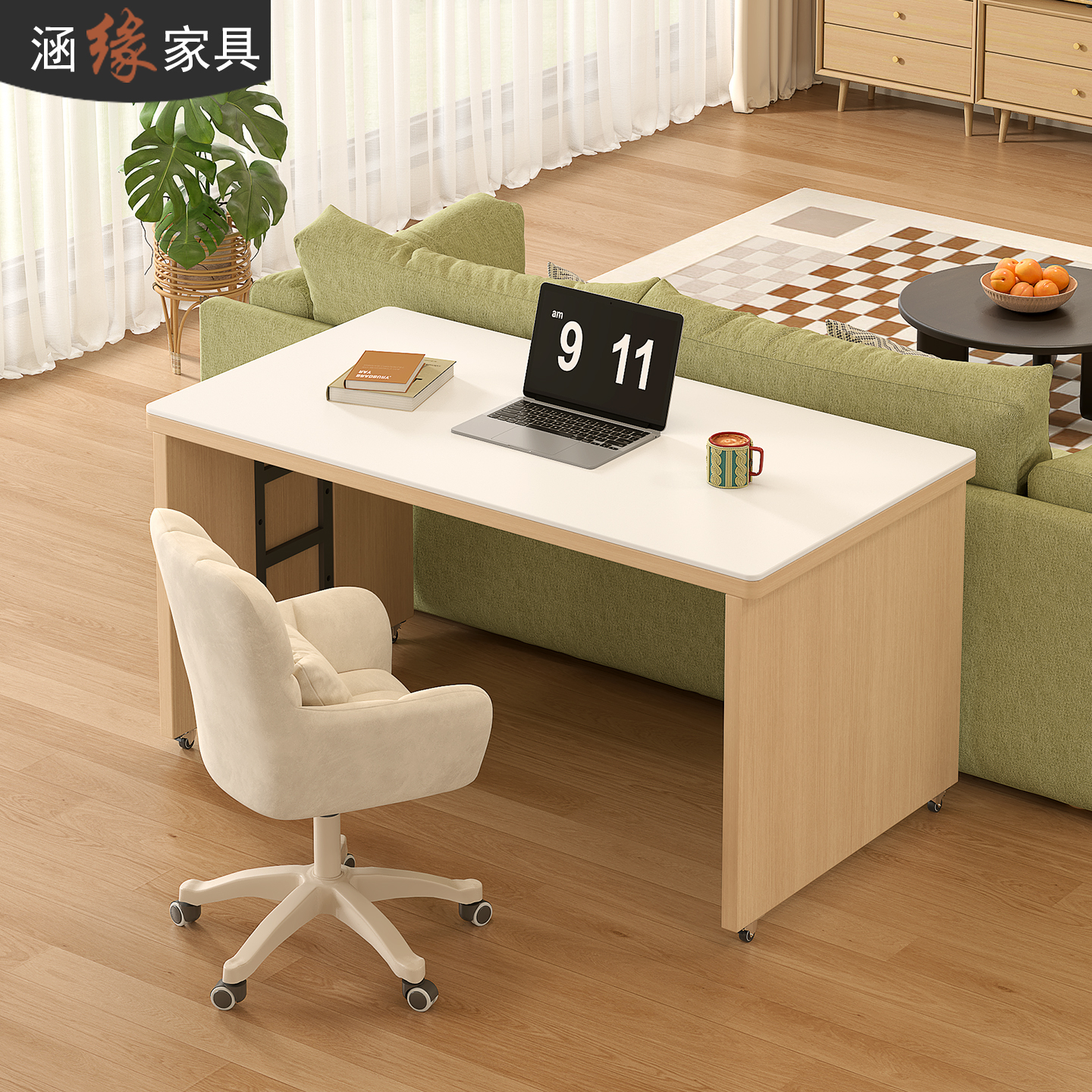 可移动岩板餐桌家用小户型带轮移动桌子多功能移动饭桌吧台桌E89 - 图1