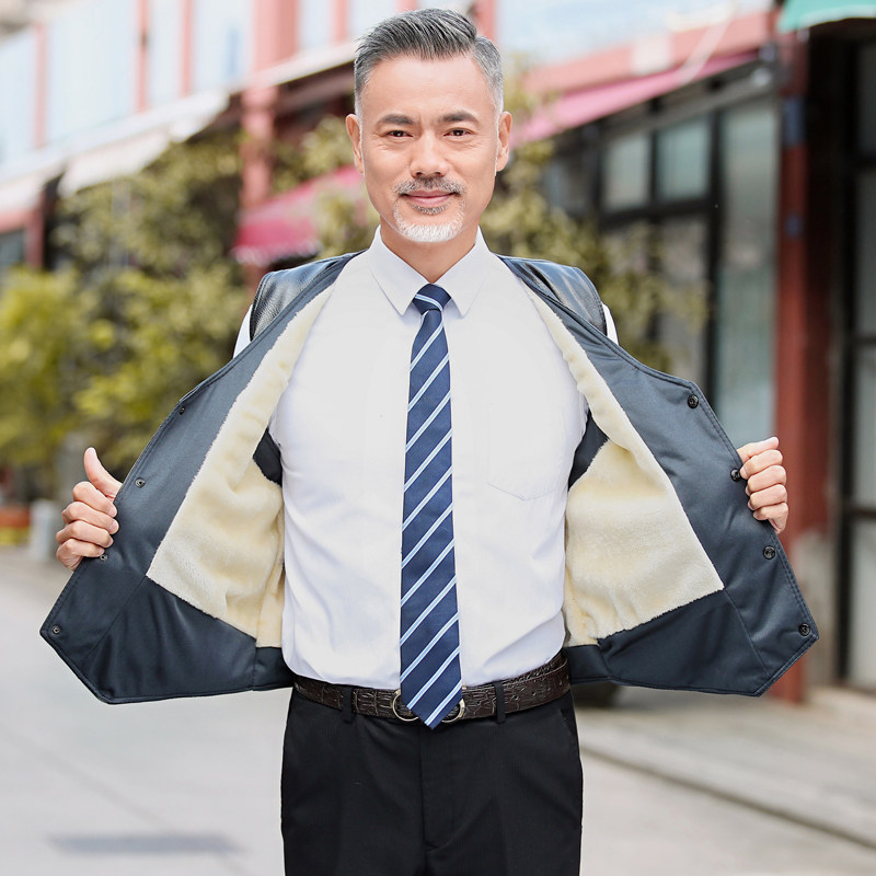 2021新款中年男士加绒加厚皮马甲 沃雷纳背心/马甲