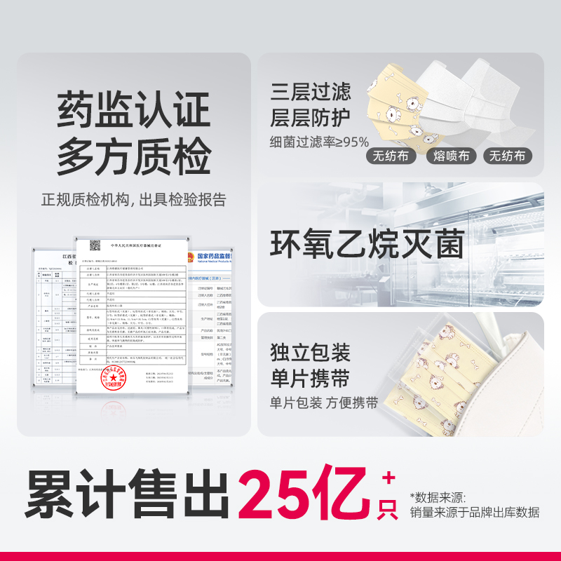 维德医疗医用外科儿童口罩一次性医疗口罩三层独立装小孩专用口罩