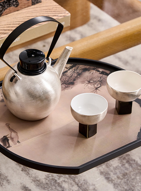 新中式国风摆件漆面装饰盒托盘托盘组合茶空间茶室客厅茶几洽谈桌