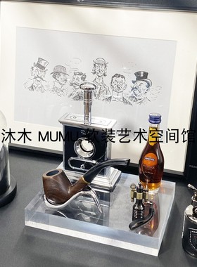样板间书房雪茄洋酒烟斗复古怀旧
