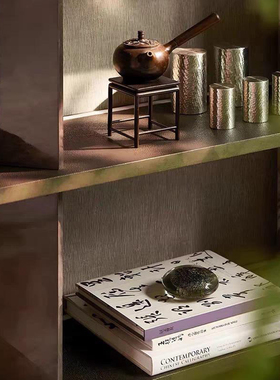 新中式样板间会所展示柜铁艺博古架茶室茶柜装饰画苔藓盆景摆件