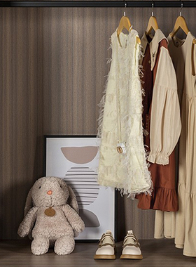 样板房9~13岁女童衣柜橙色长袖裙无袖裙小皮鞋装饰画清新软装组合