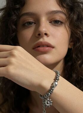 原创不锈钢手链男士碎银手串珠复古小众个性生日礼物