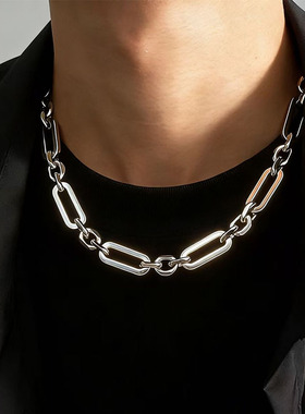 不掉色钛钢项链男款小众设计感冷淡风高级街头嘻哈锁骨链男士颈链