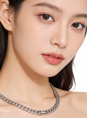 古巴钛钢嘻哈情侣锁骨项链