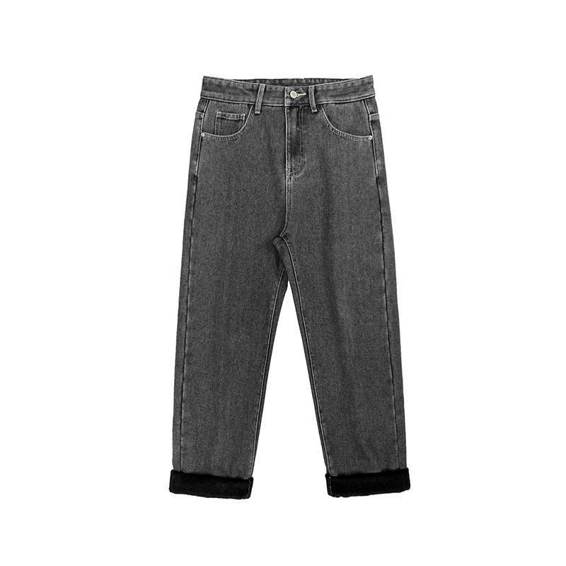 马丁靴配什么男黑色帅气直简牛仔裤 枭鹿牛仔裤