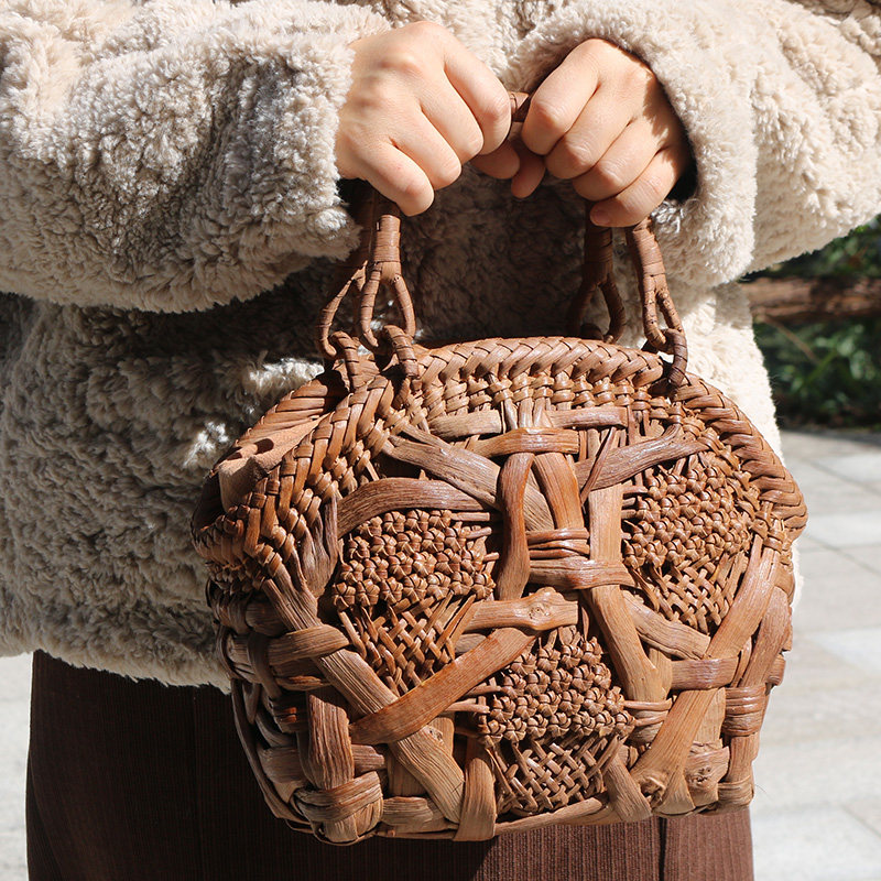 葡萄曜原创设计民族风葡萄藤编织手提女包复古百搭包出口法国日本,淘宝优惠券,粉丝福利购,淘宝优惠卷