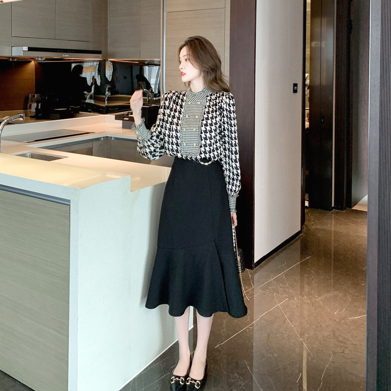 金丝绒秋冬胖mm高腰阔腿a字半身裙 趣笙半身裙