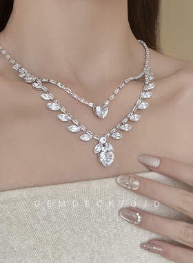 超闪麦穗爱心双层项链耳环套装